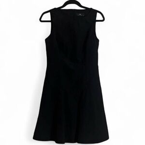 Cue Dress Sz 8 Elegant Black Sleeveless Work/Office Wear Pleated Drop Waist